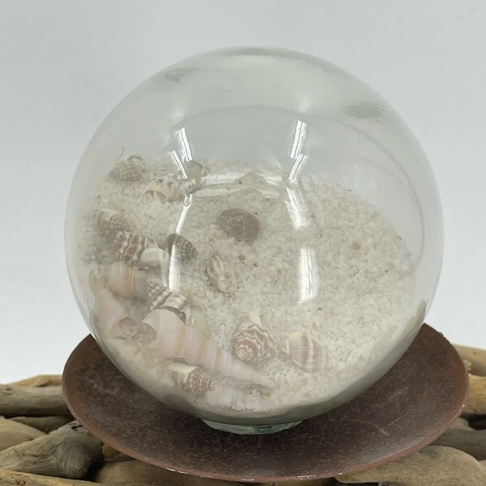 Driftwood Beach Beachy Rustic Seashell 2 Glass Globes 1 Candle 24”x3.5 Decor NWT - Picture 4 of 16